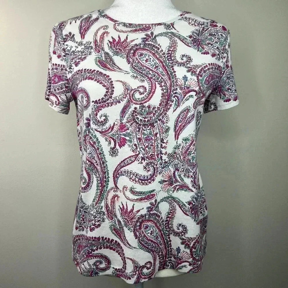 Croft & Barrow "The Classic Tee" - Pretty Paisley Print - Crewneck Short Sleeve - Picture 1 of 10